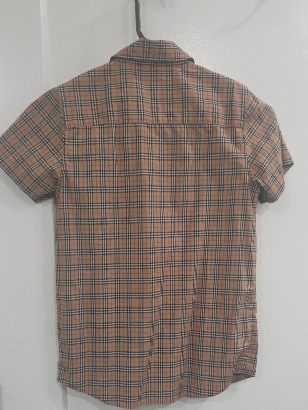 Boys Authentic Burberry Tan Plaid Short-Sleeve Button-Down Shirt - Picture 3 of 5
